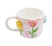 Szoyeay Taza de café con flores 3D, taza de cerámica de girasol, bonitas tazas hechas a mano, sorpresa de cumpleaños de Navidad para amigos, familiares o amantes de las flores (girasol colorido)