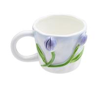 Szoyeay Taza de café con flores 3D, taza de cerámica de tulipán azul, 12 onzas, bonitas tazas hechas a mano, sorpresa de cumpleaños de Navidad para amigos, familiares o amantes de las flores