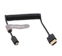 SZRMCC Cable en espiral micro HDMI a HDMI completo de alta velocidad para cámaras Canon Sony DSLR videocámaras ATOMOS Monitor (cable recto en espiral)