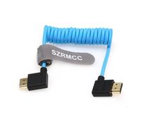 SZRMCC Cable HDMI 8k 2.1 de izquierda a derecha HDMI trenzado en espiral ultra alta velocidad suave cable HDMI cable para Z Cam E2 Portkeys BM5 Atomos Shinobi Ninjav V Monitor So-ny Canon Cámara Azul