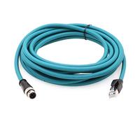 SZRMCC M12 D-Code 4 pin Macho a RJ45 Cable Ethernet de alta Flexibilidad Cat5e Blindado Impermeable Cable para Sensor de Cámara Industrial (Azul,5m)