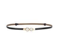 SZRXKJ 2pcs/Pack Damen Schmalgürtel mit Perlen-Schnalle Kunstleder Taillengürtel Mehrfarbig Modegürtel, Negro , Talla única