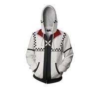 SZRXKJ Hombres/Mujeres con capucha Cremallera Color Patchwork Kingdom Hearts Serie Blanco Cardigan Sudaderas, Blanco, L