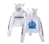 SZRXKJ HUNTREX K Pop Demon Hunters Manga Larga con Orejas de Gato Diseño Anime Patrón Gráfico Cosplay y Streetwear Sudadera con Capucha, Blanco, S