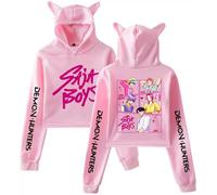 SZRXKJ Sudadera unisex con capucha con orejas de gato Saja Boys Fan Edition, diseño gráfico K Pop Demon Hunters Crop Hoodie, rosa1, S