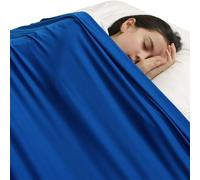 SZSMART Sábana de compresión sensorial para niños, sábana de licra y elastano, manta sensorial transpirable para aliviar el estrés para niños con autismo y ansiedad (azul, doble/136 x 147 cm)