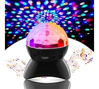 SZSMD Bola de discoteca LED Party Lampe, reproductor de música Bluetooth, efectos de luz de discoteca, proyector con cable USB, 6 colores RGB 360°, luz de fiesta giratoria para Navidad, niños,