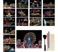 SZSMW 16 Art Scratch - Scratch Art Paper - Arte de Rascar - Se Puede Usar para Graffiti, Dibujo, Pintura, Etc, Adecuado para Decorar Su HabitacióN, Sala de Estar, Comedor, Estudio U Oficina