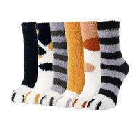 SZSMW 6 Pares Garras de Gato Calcetines Estampados - Esponjosos Suaves Calcetines - Para Andar por Casa,Adecuado Para uso Doméstico y al Aire Libre, Fácil de Combinar Con tu Ropa