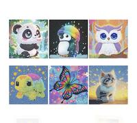 SZSMW Juego de 6 Piezas Pintura Diamante - 15 * 15cmDibujos Con Diamantes - Diamond Painting NiñOs - DecoracióN Creativa de Bricolaje, Regalos de CumpleañOs Para NiñOs Y NiñAs (6-12 AñOs)