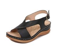 SZTEE Sandalias ortopédicas para Mujer con Soporte para el Arco, Sandalias para Fascitis Plantar para pies Planos, Zapatos para Caminar Antideslizantes de cuña Baja Vintage