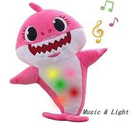 SZTXJ Baby Shark Plush Pacifier with Music and Singing Night Lights Kids Gift (Pink)