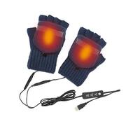 SZTXJ Electric USB Heated Gloves - Blue Winter Half Finger Thermal Gloves with Flip Cover for Hiking Skiing Heated Gloves