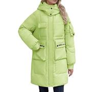 szvbofueck Abrigo de invierno largo para mujer, abrigo con capucha, cuello alto, abrigo acolchado, a prueba de viento, abrigo de entretiempo, chaqueta térmica de manga larga, chaqueta de ocio
