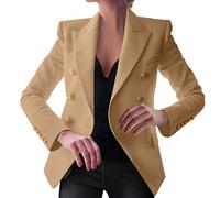 szvbofueck Chaqueta de entretiempo elegante para mujer, chaqueta blazer con solapa, chaqueta de manga larga, abrigo de traje, monocolor, chaqueta estética, chaqueta térmica, chaqueta de ocio con