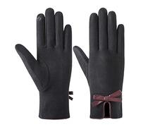 szvbofueck Guantes de encaje rosa al aire libre, equitación, conducción, lazo dulce, más para pantalla táctil, guantes antideslizantes, guantes unisex de piel de cordero para mujer (negro, talla única