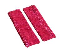 szvbofueck Guantes largos de lentejuelas blancas con botones grandes, guantes elásticos sin dedos, para mujeres y niñas, disfraz de danza del vientre, tallas grandes (rosa caliente, talla única)