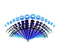 szvbofueck Juego de 50 dilatadores de oído, túnel de silicona, conos en espiral, dilatadores, túneles, dilatadores de oreja, juego de dilatadores de oreja, juego de dilatadores acrílicos y conectores