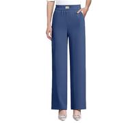 szvbofueck Pantalones de pierna recta para mujer, pantalones de salón con bolsillos, pantalones de ocio, elegantes, pantalones palazzo, cintura media, pantalones básicos de oficina, pantalones