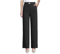 szvbofueck Pantalones de pierna recta para mujer, pantalones de salón con bolsillos, pantalones de ocio, elegantes, pantalones palazzo, cintura media, pantalones básicos de oficina, pantalones
