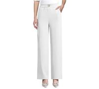 szvbofueck Pantalones de pierna recta para mujer, pantalones de salón con bolsillos, pantalones de ocio, elegantes, pantalones palazzo, cintura media, pantalones básicos de oficina, pantalones