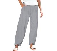 szvbofueck Pantalones de tela para mujer, pantalones de verano de cintura alta, ligeros, delgados, cómodos, pantalones de ocio de un solo color, elásticos, transpirables, cintura elástica, pantalones