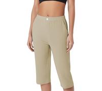 szvbofueck Pantalones de traje para mujer 3/4, pantalones de negocios, cintura alta, ajustados, pantalones capri, monocolor, ligeros, elásticos, elegantes, pantalones de yoga, cintura elástica