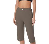 szvbofueck Pantalones de traje para mujer 3/4, pantalones de negocios, cintura alta, ajustados, pantalones capri, monocolor, ligeros, elásticos, elegantes, pantalones de yoga, cintura elástica