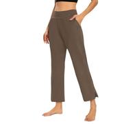 szvbofueck Pantalones de yoga largos para mujer con bolsillos, pantalones de chándal de cintura alta, tallas grandes, pantalones de tela monocolor, pantalones de entrenamiento ligeros, cómodos, suaves