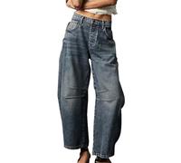 szvbofueck Pantalones vaqueros para mujer, tallas grandes, pantalones vaqueros de pierna ancha, pantalones vaqueros de cintura alta, pantalones vaqueros hiphop elásticos y2k pantalones vaqueros