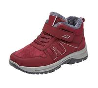 szvbofueck Zapatos de invierno para mujer, botas de invierno forradas, botas de nieve cálidas, antideslizantes, botines ligeros, clásicos, para exteriores, cómodas, zapatillas de senderismo, rojo, 37