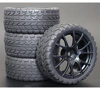 Szwaldaper 4 Llantas de Goma RC de 26 mm, hexágono Interior 12, Escala 1:10, for HSP, HPI, Sprint 2 Drift RS4 On Road 4WD (9060-6017)