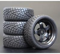 Szwaldaper 4 Llantas de Goma RC de 26 mm, hexágono Interior 12, Escala 1:10, for HSP, HPI, Sprint 2 Drift RS4 On Road 4WD (6030-8001)