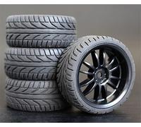 Szwaldaper 4 Llantas de Goma RC de 26 mm, hexágono Interior 12, Escala 1:10, for HSP, HPI, Sprint 2 Drift RS4 On Road 4WD (6031-8002)