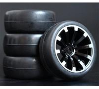 Szwaldaper 4 Llantas de Goma RC de 26 mm, hexágono Interior 12, Escala 1:10, for HSP, HPI, Sprint 2 Drift RS4 On Road 4WD (601b-6018)