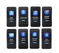 Szwaldaper 8X Interruptor de Palanca de luz for automóvil, Barco, camión, Impermeable, for 12 V, 24 V, Estilo Barra, Interruptor de luz Trasera de Marcha atrás con balancín Azul Szwaldaper