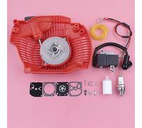 Szwaldaper Bobina de encendido Bujía Retroceso Arranque Kit de reparación de carburador Motosierra Reemplazar pieza de repuesto, for Husqvarna, 445 450 544071602 573935701 Szwaldaper
