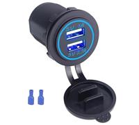 Szwaldaper Cargador de Coche Dual con Salida USB 12v y 24v, Adaptador Corriente Montaje en Encendedor a Prueba Agua, 5v, 3,1a, para Barco Marino D5 Toma de Carga Interior(Blue)
