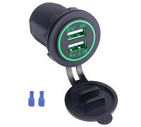 Szwaldaper Cargador de Coche Dual con Salida USB 12v y 24v, Adaptador Corriente Montaje en Encendedor a Prueba Agua, 5v, 3,1a, para Barco Marino D5 Toma de Carga Interior(Green)