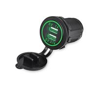 Szwaldaper Enchufe de Cargador Coche USB Dual 12v 24v 3,6a con Cubierta, Adaptador Corriente Impermeable, para vehículo, Barco, camión Toma de Carga Interior(Green 3.1a)