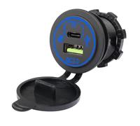 Szwaldaper Enchufe de Cargador rápido PD Tipo C Qc 3,0, Adaptador Encendedor Toma Corriente Impermeable 12v 24v con Cubierta, para camión, ATV Toma de Carga Interior(Blue)