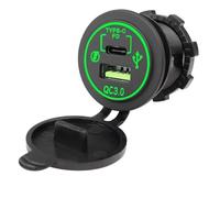Szwaldaper Enchufe de Cargador rápido PD Tipo C Qc 3,0, Adaptador Encendedor Toma Corriente Impermeable 12v 24v con Cubierta, para camión, ATV Toma de Carga Interior(Green)