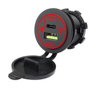 Szwaldaper Enchufe de Cargador rápido PD Tipo C Qc 3,0, Adaptador Encendedor Toma Corriente Impermeable 12v 24v con Cubierta, para camión, ATV Toma de Carga Interior(Rot)