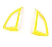 Szwaldaper for Chevrolet, for Camaro, 2017 Up, ABS Interior del Coche Decoración Volante Cubierta Pegatinas embellecedoras Accesorios Estilo Pegatina para Volante(Yellow 2 pc)