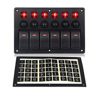 Szwaldaper Interruptor basculante de Palanca de 6 Posiciones, 12-24 V, disyuntor for Panel de vehículo, camión, Interruptor automático, Impermeable, con Pegatinas Szwaldaper(Rot)
