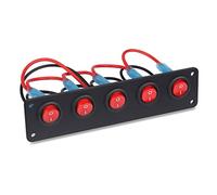 Szwaldaper Panel de interruptores basculantes con botón de Encendido y Apagado de 5 Posiciones, CC, for disyuntores a Prueba de Agua de 12 V y 24 V, Panel de interruptores for embarcaciones Marinas y