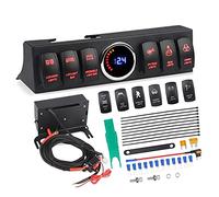 Szwaldaper Panel de interruptores basculantes de 6 pulgadas for Jeep, Wrangler JK JKU 2007-2018, de control de interruptores, barra de luz de trabajo, medidor de voltaje, pantalla digital Szwaldaper(R