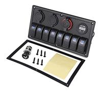 Szwaldaper Panel de interruptores de 8 Posiciones for Barco Marino, balancín, Cargador de Coche Doble de 3,1 A, Divisor de Toma de Encendedor de Coche, voltímetro Digital Szwaldaper