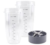 Szwaldaper Paquete de 2 Tazas colosales 32 oz y Cuchilla extractora compatibles con licuadoras 600W 900W NB-101B NB-101S NB-201 Tapa de licuadora
