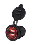 Szwaldaper Toma de Carga rápida B 3,0, Cargador 12v a 5v, 12 y 24v, Adaptador Conector Dual para Motocicleta, luz Potencia Salida con lámpara Toma de Carga Interior(Rot)